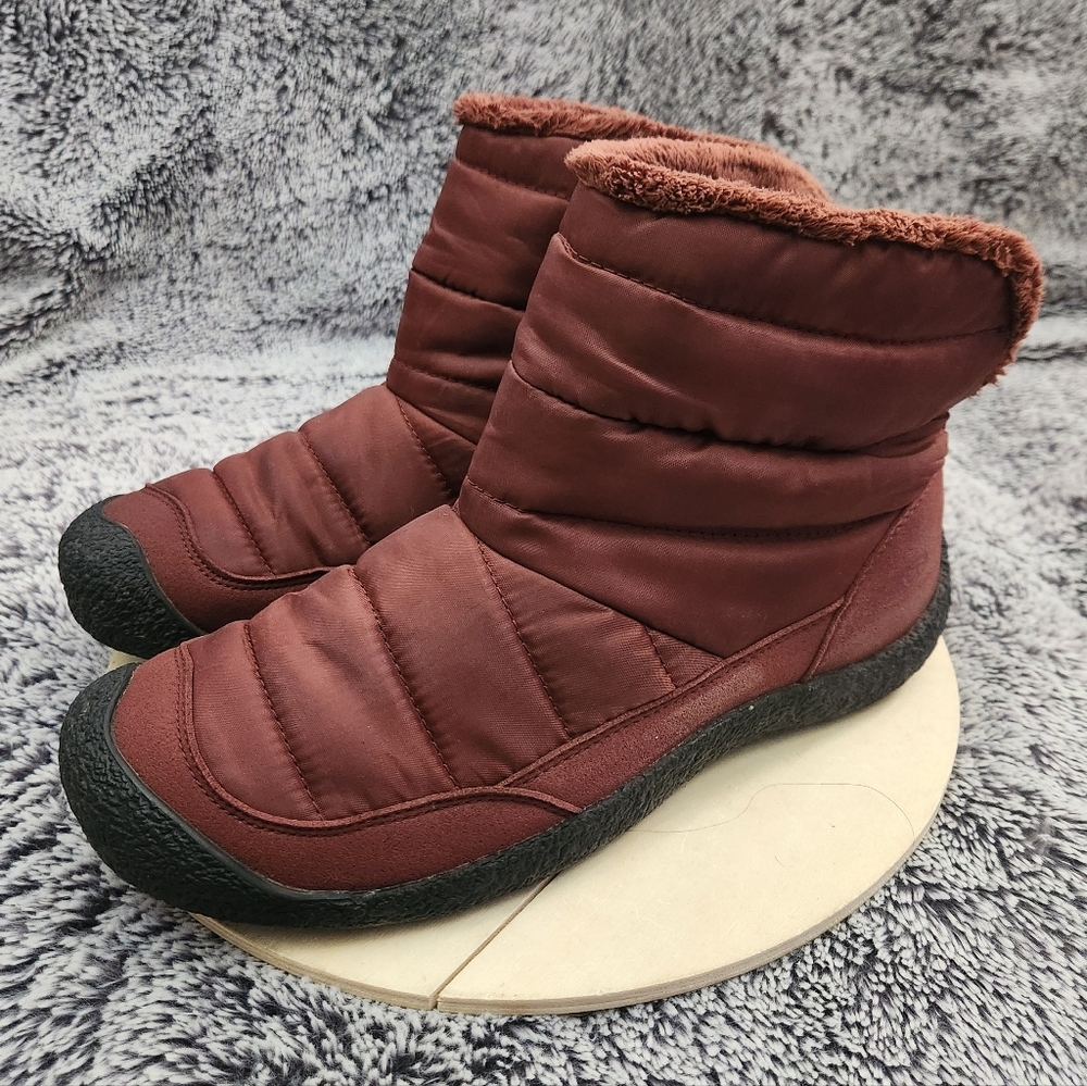 Keen Howser Fold Down Burgundy Lined Winter Snow Ankle Boots Women's Size 11 - Picture 4 of 9